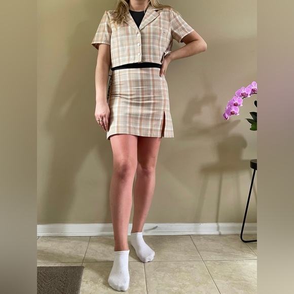 Aritzia Other Nwt Aritzia Plaid Matching Set Skirt And Mini Blazer